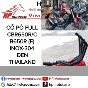 CỔ PÔ FULL CBR650R/CB650R (F) INOX-304 ĐEN THAILAND