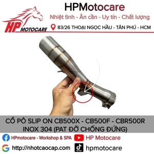 CỔ PÔ SLIP ON CB500X - CB500F - CBR500R INOX 304 (PAT ĐỠ CHỐNG ĐỨNG)